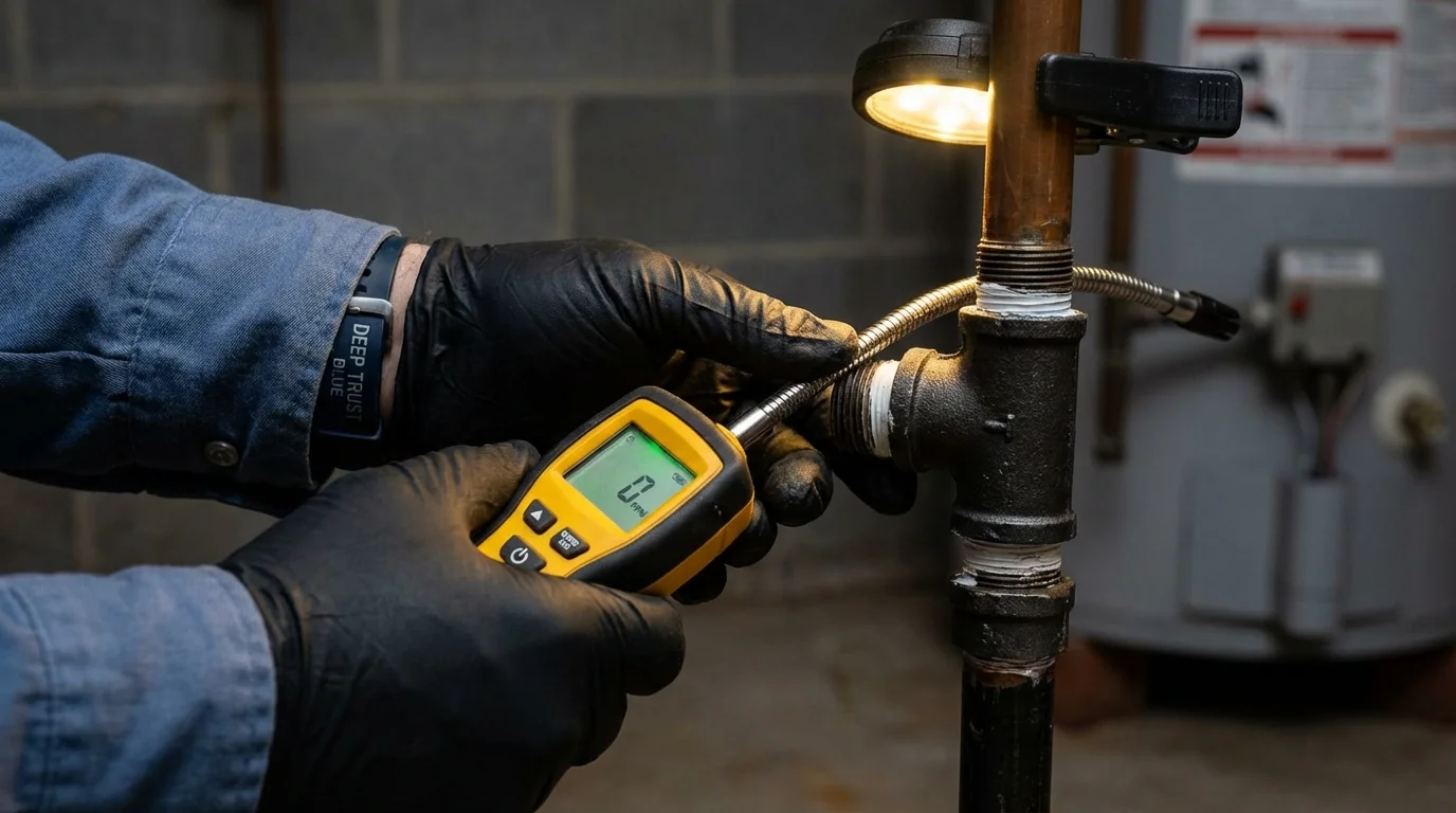 Gas leak detection with electronic sniffer by Johns Plumbing LLC in King and Queen Court House