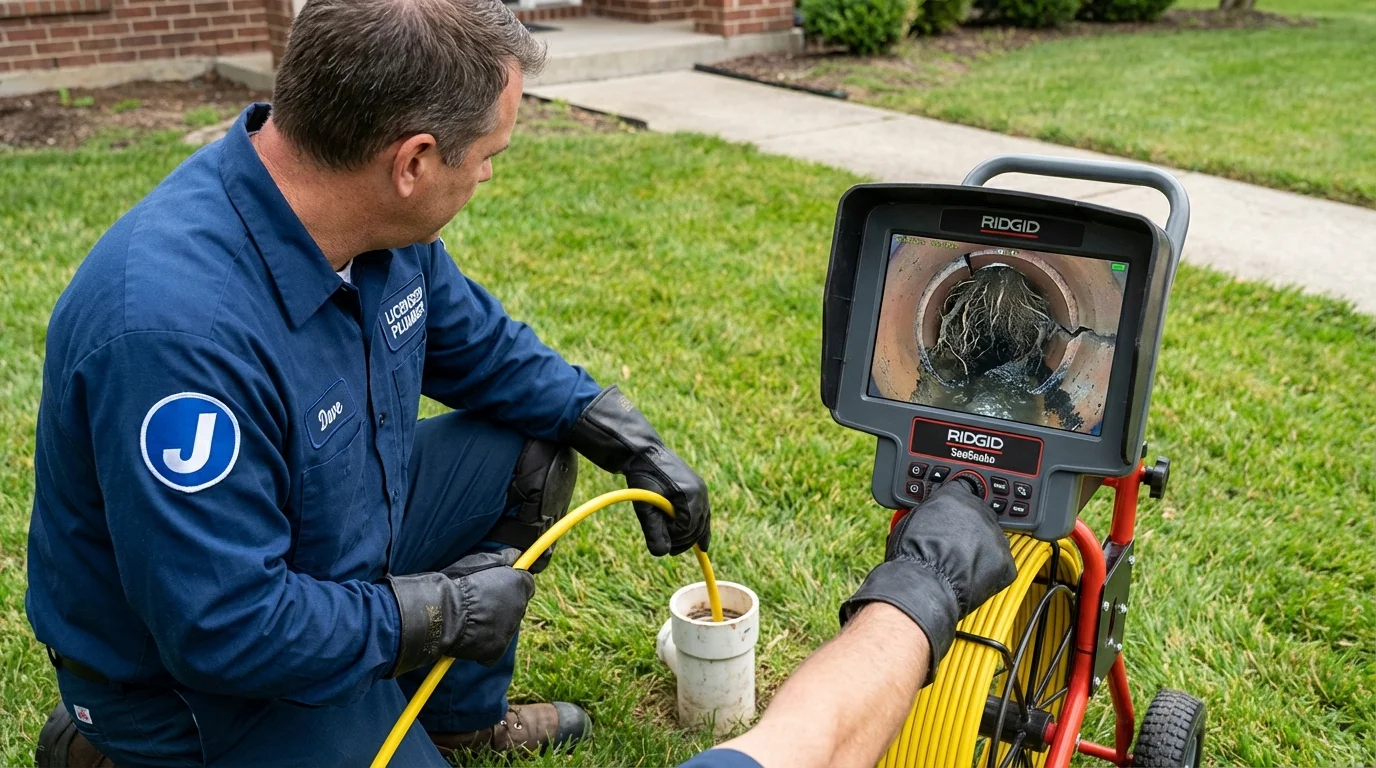Sewer camera inspection being performed by Johns Plumbing LLC in King and Queen Court House